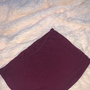 Burgundy strapless top